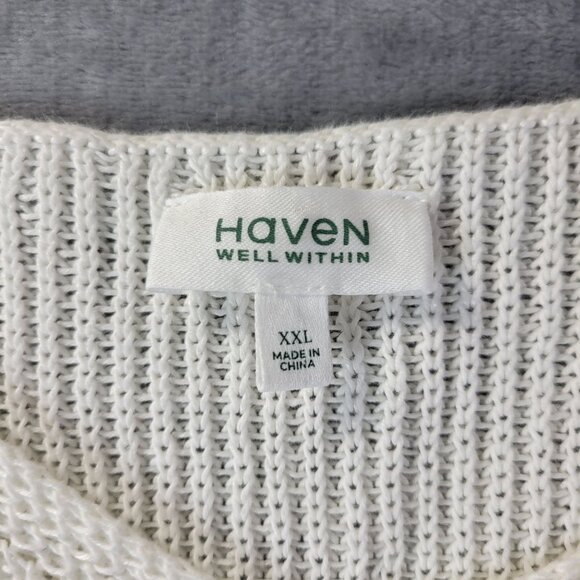 Haven Well‎ Within White Knit Womens Linen Organic Cotton XXL Tank Blouse Summer - Picture 2 of 8